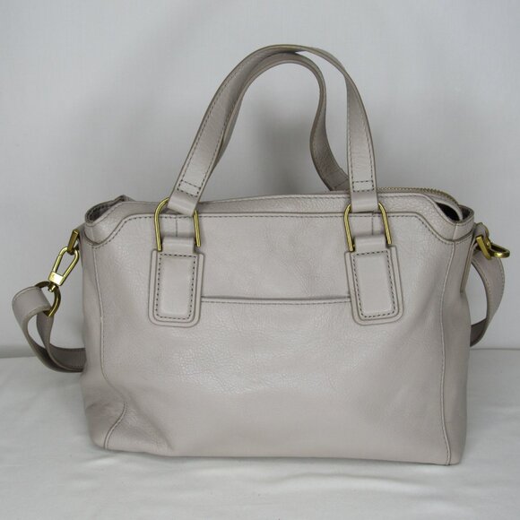 Fossil Satchel in Light Gray with Gold Accents - Picture 3 of 12